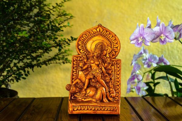 Hindu statue of shiva shakti - Hand made eco friendly terracotta shiva parvati sculpture- Primitive folk Art from India - by mollisarts