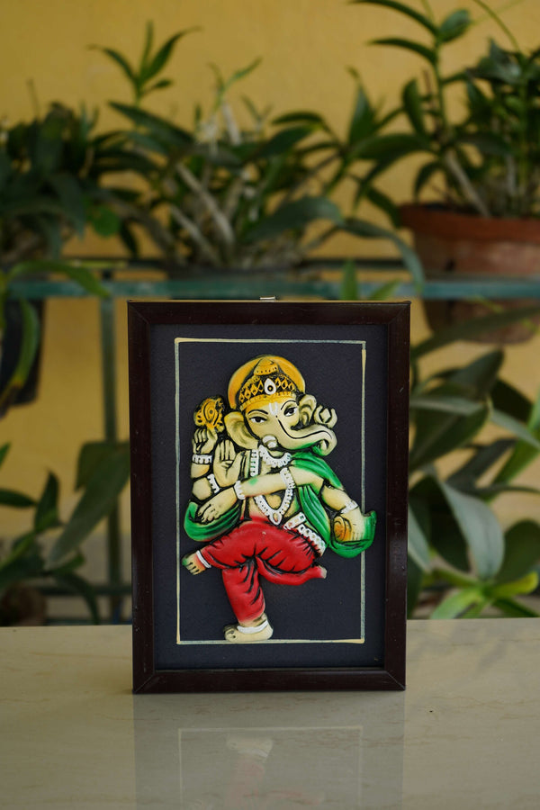 Ganesha wall decor - terracotta wall hanging - A primitive Indian wall art - handmade from Holy Ganges Clay - Hindu god idol - by mollisarts