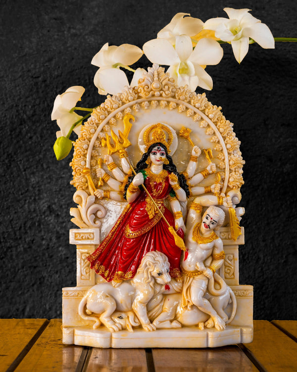 Durga Statue - India Hindu Goddess Statue - Wall Hanging Plaque - Indian home Decor - Handmade of Marble Stone dust -Delivery within 4 weeks