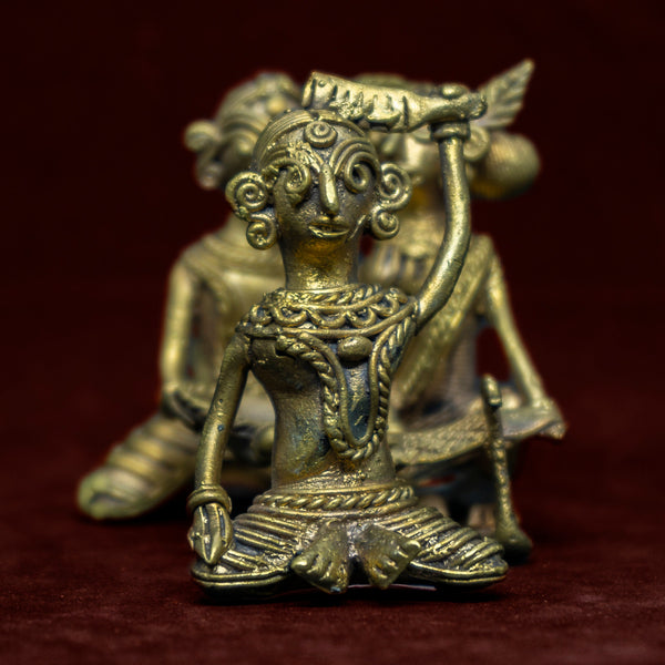 Dhokra art Indian tribal women set of 3 - Indian Folk - Indian brass figurine- Primitive Tribal art - Dokra handicrafts -by mollisarts