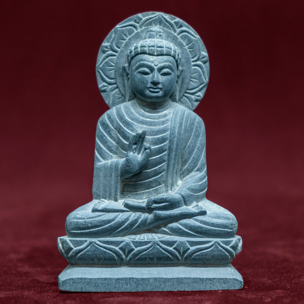 Indian Black Stone Small Buddha Statue - Hand Sculpted Primitive tribal craft And a Folk Art Form of India  - by mollisarts