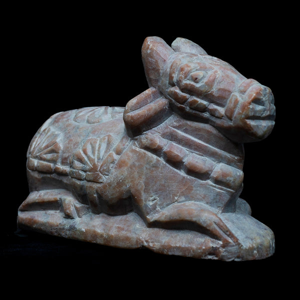 Hand sculpted limestone Nandi statue - Indian monolithic stone sculptures - Hindu God and Goddess idols - eco friendly - by MollisArts