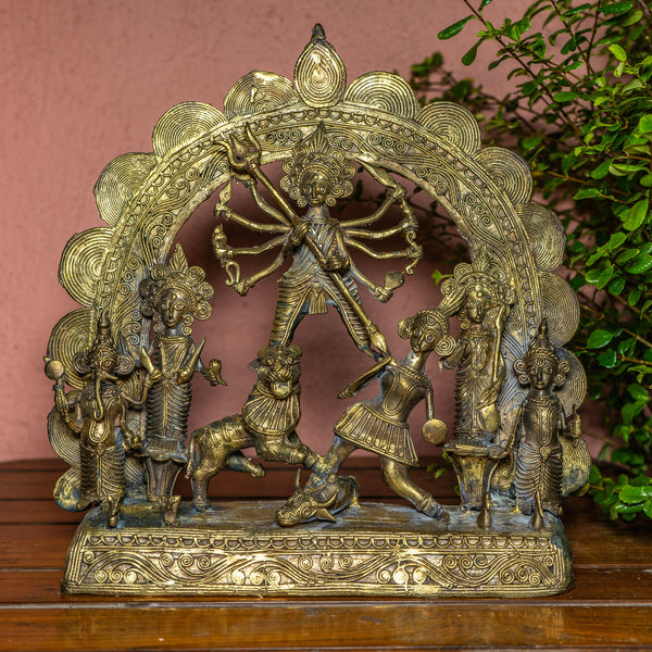 Dhokra Art of Goddess Durga statue - Indian brass figurine-  Dokra handicrafts - A Vintage Indian Art Form-Delivery within 4 weeks