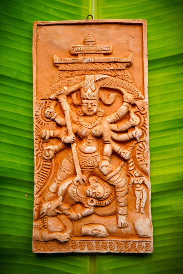 Mahishasura mardini Maa Durga idol - Durga terracotta tiles for Puja and Decoration - Hindu Goddess Durga statue - Delivery within 4 weeks