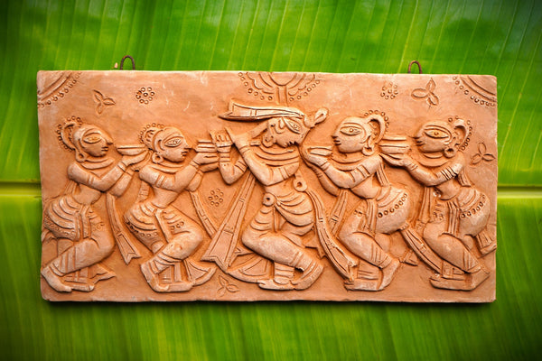 Radha Krishna idol - terracotta tiles  - A modern krishna art - the supreme goddess of love- Spiritual Indian Art  by MollisArts