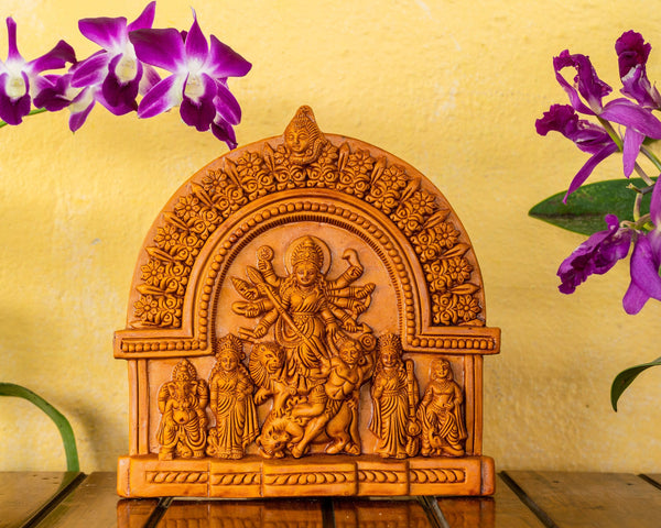 Mahishasura mardini Maa Durga Statue with Family - Durga wall hanging Art for Puja  - Hindu Goddess Durga idol - Delivery within 4 weeks