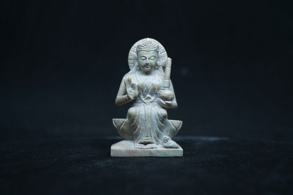 Laxmi Statue - Stone carvings of Indian goddess of wealth Devi Lakshmi - Hand sculpted Indian monolithic stone sculptures - From Mollis Arts