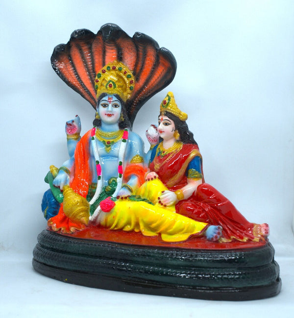 Indian sculpture  - Hand Made Marble Stone Vishnu Lakshmi Narayan in Ananta Sojya statue idol - Hindu God and Goddess- mollisarts from India