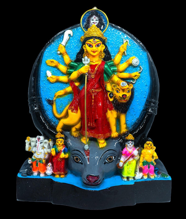 Durga Statue with family- Mahishasura Mardini Maa Durga Protima  -Hindu Art - India Hindu Goddess Statue -Handmade -Delivery within 4 weeks