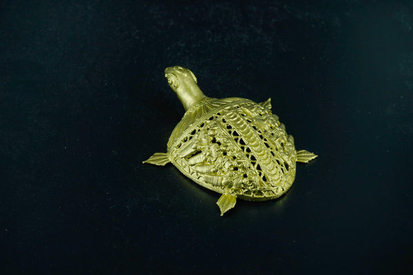 Dhokra Art -  Indian brass tortoise statue - Hand Made Primitive tribal craft Dokra Art - Indian home decor house warming return gift