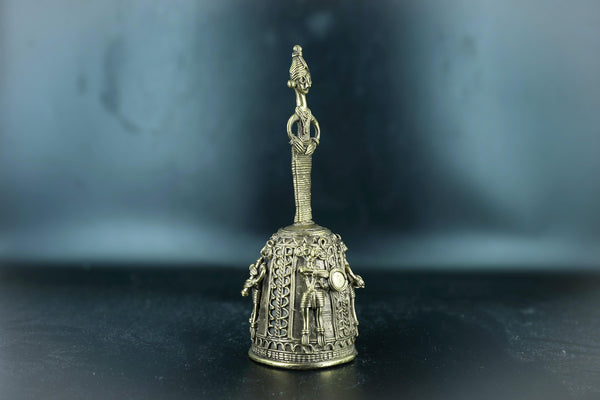 Dhokra Art -  Indian brass bells for temple puja mandir and hanging - Hand Made Primitive tribal craft - A Vintage Indian Brass Art form