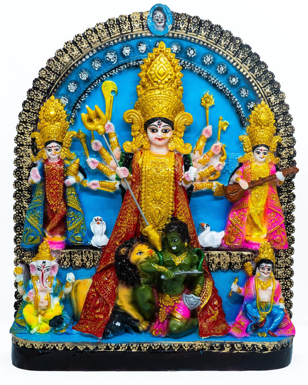 test  Bengali Ekchala Durga Murti with family- Mahishasura Mardini Maa Durga Idol