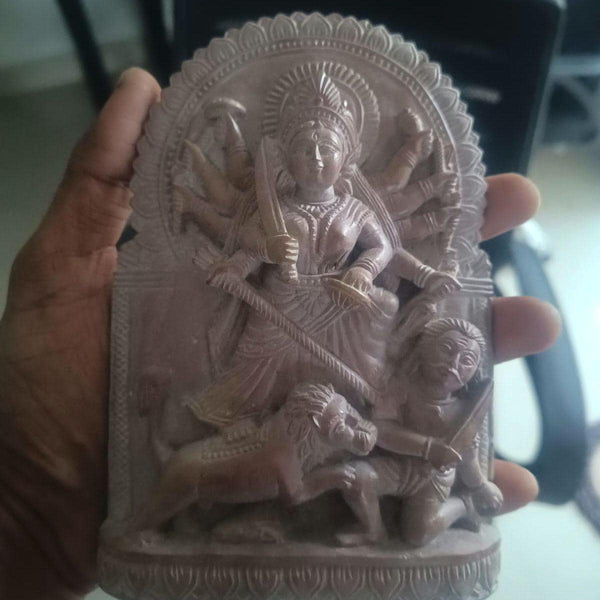 Monolithic Hand Made - Stone Durga Statue with family- Mahishasura Mardini Maa Durga Protima  - Delivery within 4 weeks